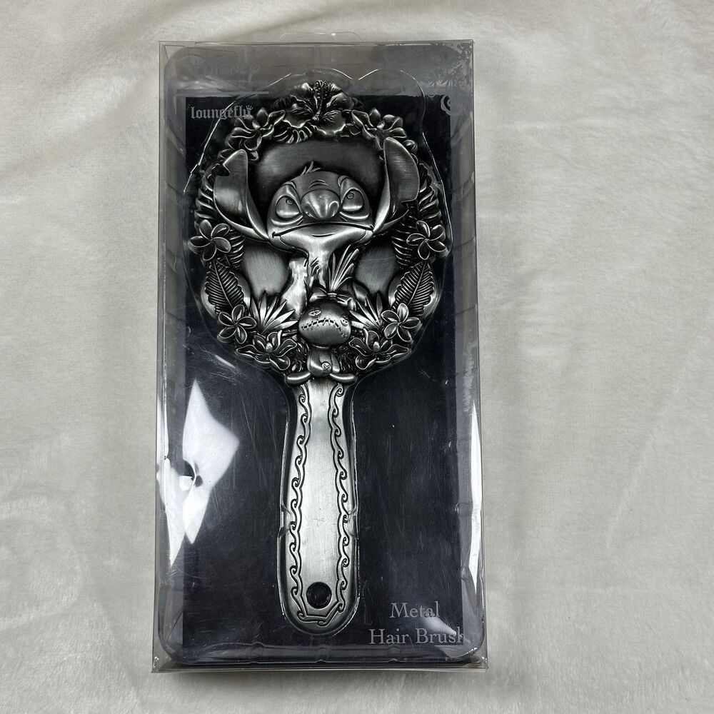 NEW Loungefly Disney Lilo &‎ Stitch Metal Hair Brush Silver Gothic Hawaiian Rare